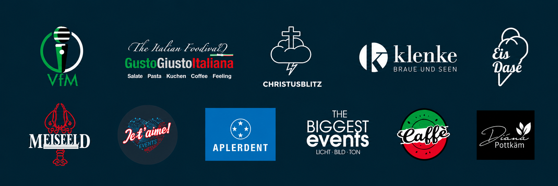 Sponsoren von Cook the Beat: VfM, Gusto Giusto Italiana, Christusblitz, Klenke, Eis Dasé, Meiseeld, Je t'aime Events, Aplerdent, The Biggest Events, Caffè und Diana Pottkäm